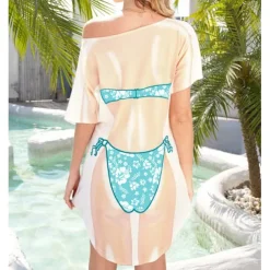 Women's Bikini Shirt Cover Up Dress Funny Cute Bikini Print for Swimwear Short Sleeve 3D Graphic Baggy Swimwear Cover-Up