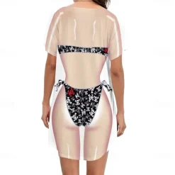 Women's Bikini Shirt Cover Up Dress Funny Cute Bikini Print for Swimwear Short Sleeve 3D Graphic Baggy Swimwear Cover-Up