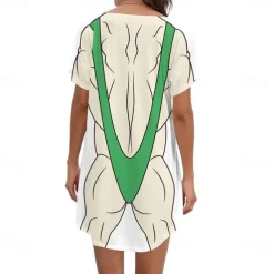 Women's Bikini Shirt Cover Up Dress Funny Cute Bikini Print for Swimwear Short Sleeve 3D Graphic Baggy Swimwear Cover-Up