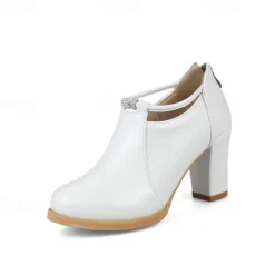 Women's Black Ankle Boots with Buckle Detail and High Block Heel – Stylish and Comfortable for Work, Parties, and Casual Outings