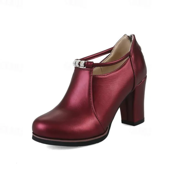 Women's Black Ankle Boots with Buckle Detail and High Block Heel – Stylish and Comfortable for Work, Parties, and Casual Outings