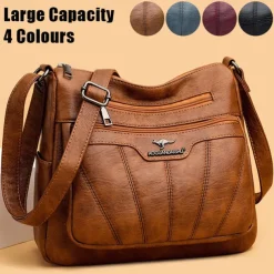 Women's Black Brown Crossbody Bag with Multiple Zippered Pockets - Stylish & Practical Everyday Shoulder Bag for Work & Casual Use