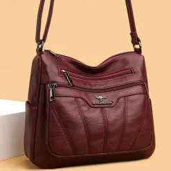 Women's Black Brown Crossbody Bag with Multiple Zippered Pockets - Stylish & Practical Everyday Shoulder Bag for Work & Casual Use