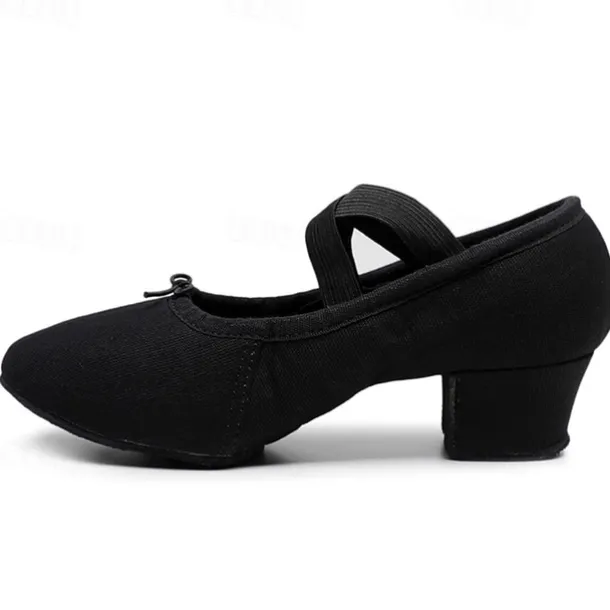Women's Black Canvas Dance Shoes – Lightweight, Flexible Ballet Flats with Cross-Strap Design for Jazz, Ballet, and Dance Classes