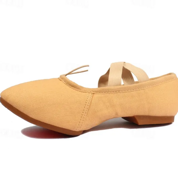 Women's Black Canvas Dance Shoes – Lightweight, Flexible Ballet Flats with Cross-Strap Design for Jazz, Ballet, and Dance Classes