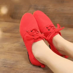 Women's Black Canvas Jazz Dance Shoes with Lace-Up Design – Comfortable and Lightweight Footwear for Jazz, Ballroom, Latin, and Social Dance