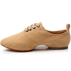 Women's Black Canvas Jazz Dance Shoes with Lace-Up Design – Comfortable and Lightweight Footwear for Jazz, Ballroom, Latin, and Social Dance