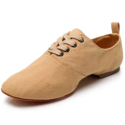 Women's Black Canvas Jazz Dance Shoes with Lace-Up Design – Comfortable and Lightweight Footwear for Jazz, Ballroom, Latin, and Social Dance