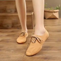 Women's Black Canvas Jazz Dance Shoes with Lace-Up Design – Comfortable and Lightweight Footwear for Jazz, Ballroom, Latin, and Social Dance