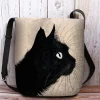 Women's Black Cat Print Crossbody Bag – Stylish Casual Shoulder Bag for Cat Lovers and Everyday Use
