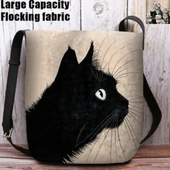 Women's Black Cat Print Crossbody Bag – Stylish Casual Shoulder Bag for Cat Lovers and Everyday Use