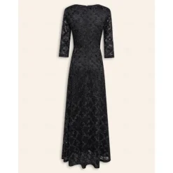 Women's Black Dress Lace Dress Little Black Black 3/4 Length Sleeve Solid Color Lace Spring & Fall Cross-Seasons Elegant Party S M L