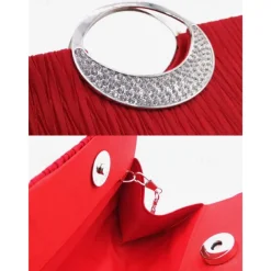 Women's Black Evening Clutch with Rhinestone Handle - Elegant Handbag for Weddings and Formal Events