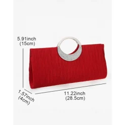 Women's Black Evening Clutch with Rhinestone Handle - Elegant Handbag for Weddings and Formal Events