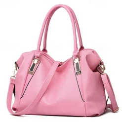 Women's Black Faux Leather Handbag with Top Handles and Shoulder Strap, Elegant Large-Capacity Tote Bag for Work, Travel, and Daily Office Use