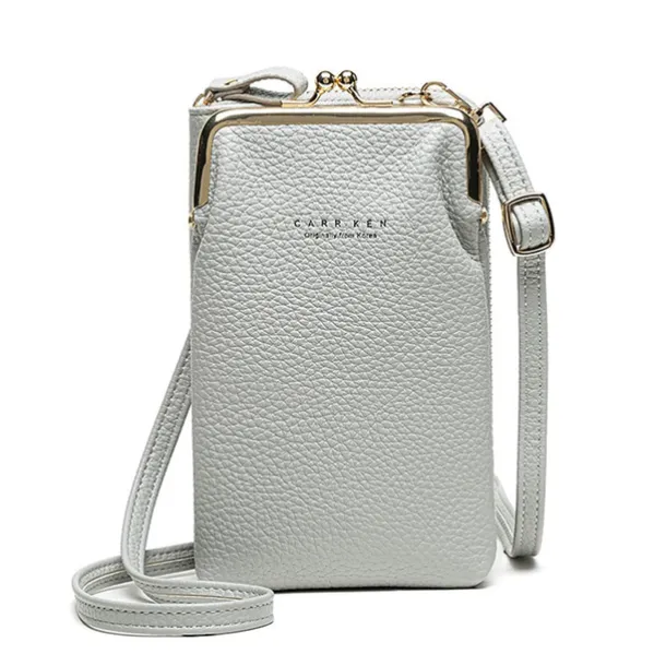 Women's Black Faux Leather Crossbody Bag with Gold Frame Clasp - Compact and Stylish Women's Phone Purse for Everyday Use