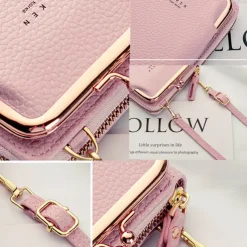 Women's Black Faux Leather Crossbody Bag with Gold Frame Clasp - Compact and Stylish Women's Phone Purse for Everyday Use