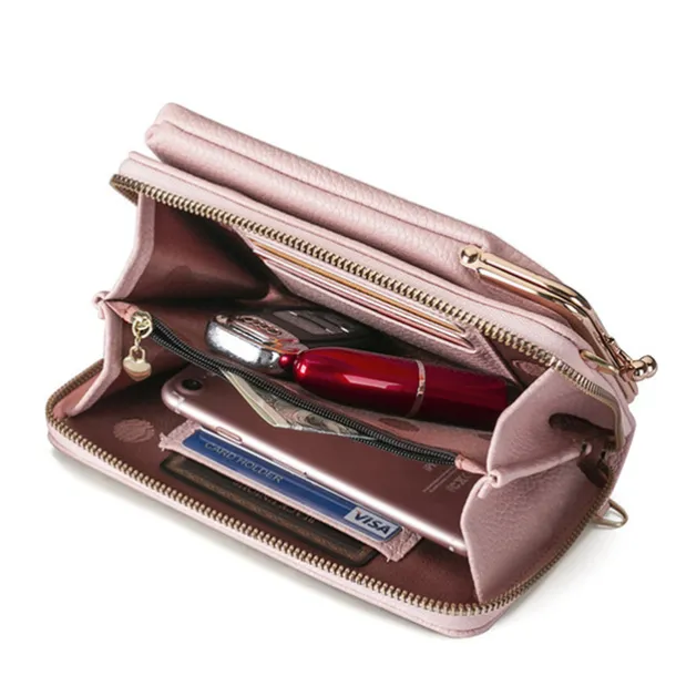 Women's Black Faux Leather Crossbody Bag with Gold Frame Clasp - Compact and Stylish Women's Phone Purse for Everyday Use