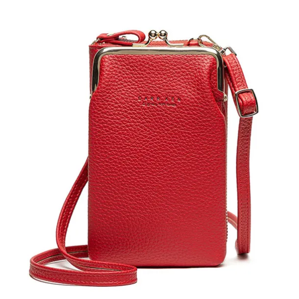 Women's Black Faux Leather Crossbody Bag with Gold Frame Clasp - Compact and Stylish Women's Phone Purse for Everyday Use