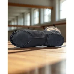 Women's Black Faux Leather Lace-Up Dance Boots - Gold Embellished Split Sole Professional Performance Shoes for Female Dancers and Stage Rehearsals