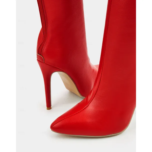 Women's Black Faux Leather Thigh-High Stiletto Boots – Sleek and Sexy Over-the-Knee Design for Clubwear and Evening Glam