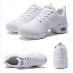 Women's Black Knit Dance Shoes – Lightweight, Air-Cushioned Sole, Breathable Design, Perfect for Latin, Jazz, and Fitness Dance