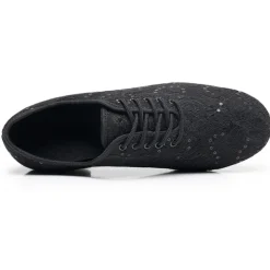 Women's Black Lace Dance Shoes with Mid Heel - Elegant Sequin Latin and Ballroom Shoes for Performance