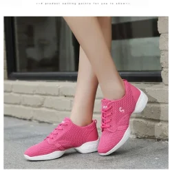 Women's Black Mesh Breathable Dance Sneakers – Lightweight Lace-Up Jazz and Hip-Hop Shoes for Latin, Zumba, and Fitness Training