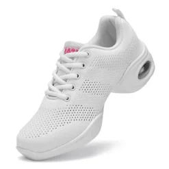 Women's Black Mesh Dance Sneakers with Air Cushion Sole - Ideal for Jazz, Hip-Hop, and Latin Dance - Breathable Lightweight Footwear for Comfort and Flexibility