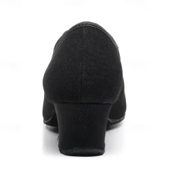 Women's Black Oxford Ballroom Dance Shoes – Canvas Lace-Up Latin Practice Shoes with Suede Sole for Professional Performance & Training