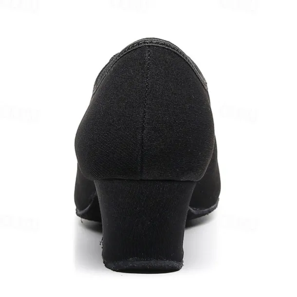 Women's Black Oxford Ballroom Dance Shoes – Canvas Lace-Up Latin Practice Shoes with Suede Sole for Professional Performance & Training