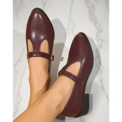 Women's Black Patent T-Strap Mary Jane Shoes – Pointed Toe Low Block Shoes for Office, School and Semi-Formal Events