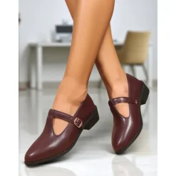 Women's Black Patent T-Strap Mary Jane Shoes – Pointed Toe Low Block Shoes for Office, School and Semi-Formal Events