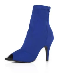 Women's Black Peep-Toe Dance Booties with Stiletto Heels - Elegant Performance Footwear for Ballroom and Latin Dance