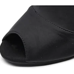 Women's Black Peep-Toe Dance Booties with Stiletto Heels - Elegant Performance Footwear for Ballroom and Latin Dance
