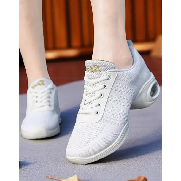 Women's Black Pink Mesh Jazz Dance Sneakers - Lightweight Breathable Professional Hip-Hop Fitness Dance Shoes with Shock-Absorbing Sole for Training and Performance