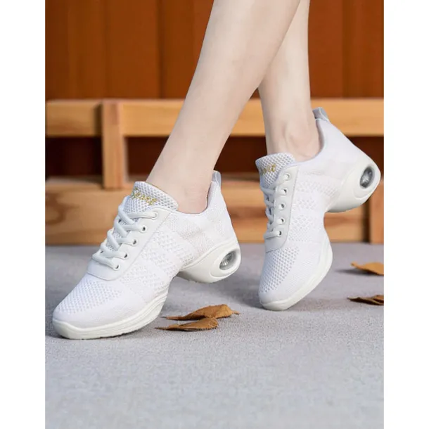 Women's Black Pink Mesh Jazz Dance Sneakers - Lightweight Breathable Professional Hip-Hop Fitness Dance Shoes with Shock-Absorbing Sole for Training and Performance