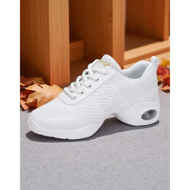 Women's Black Pink Mesh Jazz Dance Sneakers - Lightweight Breathable Professional Hip-Hop Fitness Dance Shoes with Shock-Absorbing Sole for Training and Performance