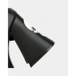 Women's Black Platform Mary Jane Heels with Skull Print and Star Buckle – Gothic Halloween Costume Shoes for Punk Fashion, Cosplay and Themed Events