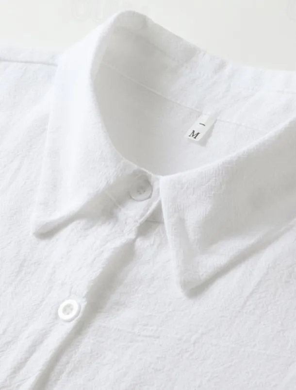 Women's Black White Blue Summer Spring Mini Dress Cotton Linen Dresses Shirt Dress White Cotton Dress Vacation Basic Modern Daily Weekend Loose Fit Plain Shirt Collar