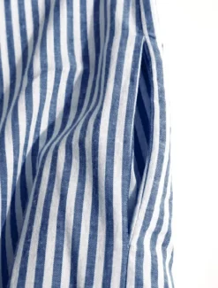 Women's Black White Light Green Summer Spring Fall Maxi Dress Cotton Linen Dresses Casual Dress Shift Dress Basic Casual Outdoor Winter Dress Vacation Loose Fit Striped Shirt Collar