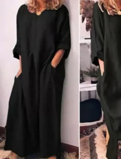 Women's Black Yellow Wine Summer Spring Fall Maxi Dress Casual Dress Sundress Cotton Summer Dress Vacation Fashion Modern Outdoor Vacation Daily Regular Fit Plain Crew Neck