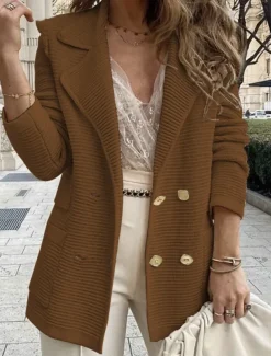 Women's Blazer Breathable Comfortable Pocket Casual Plain Office Street Casual Daily Wear Double Breasted Regular Turndown Regular Fit Long Sleeve Outerwear Black White Pink Summer