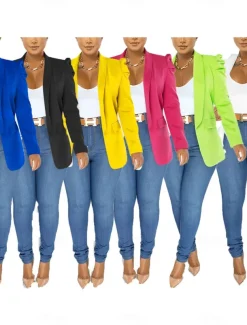 Women's Blazer Business Office Formal Blazer Suit Party Evening Jacket Casual Daily Spring Outerwear Long Sleeve