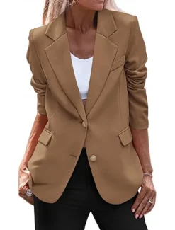 Women's Blazer Button Solid Color Casual / Daily Simple Regular Fit Outerwear Long Sleeve Winter Black S