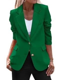 Women's Blazer Button Solid Color Casual / Daily Simple Regular Fit Outerwear Long Sleeve Winter Black S