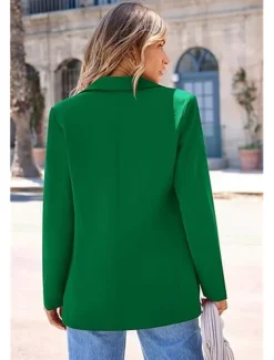 Women's Blazer Button Solid Color Casual / Daily Simple Regular Fit Outerwear Long Sleeve Winter Black S