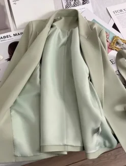 Women's Blazer Comfortable Breathable Lace up Pocket Casual Plain Office Street Casual Daily Wear Open Front Regular Turndown Regular Fit Long Sleeve Outerwear Black Green Beige Summer Fall