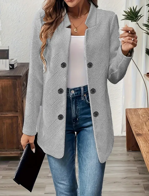 Women's Blazer Comfortable Breathable Buttons Casual Plain Office Street Casual Daily Wear Single Breasted Regular Stand Collar Regular Fit Long Sleeve Outerwear Black White Pink Summer Fall