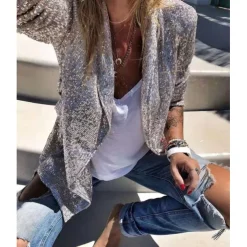 Women's Blazer Sequins Coat Sparkle Coa White Black Gold Open Front Long Sleeve,Sequin Jacket Shine Bright Like Diamond tParty Evening Spring Autumn Regular Fit S M L XL XXL